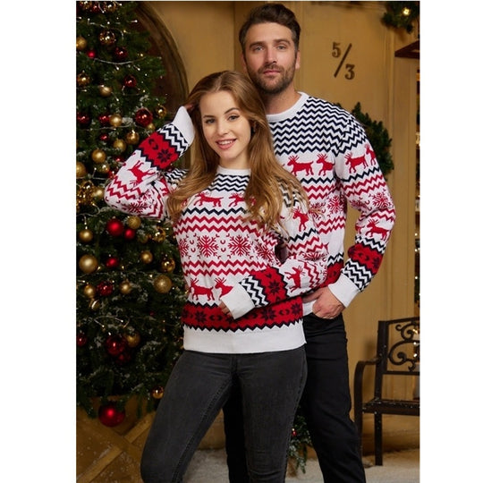 Weihnachtspullover mit Rentier-Jacquard für Damen und Herren