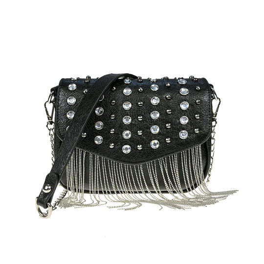 Damen Clutch-Tasche mit funkelnden Strassverzierungen und trendigen Fransen Nord Taschen
