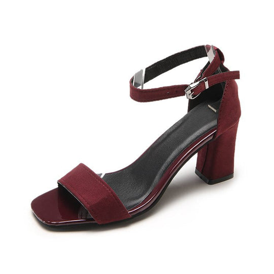 Damen nan elegante Sandalette im minimalistischen Design mit quadratischer Zehenpartie und verstellbarem Knöchelriemen