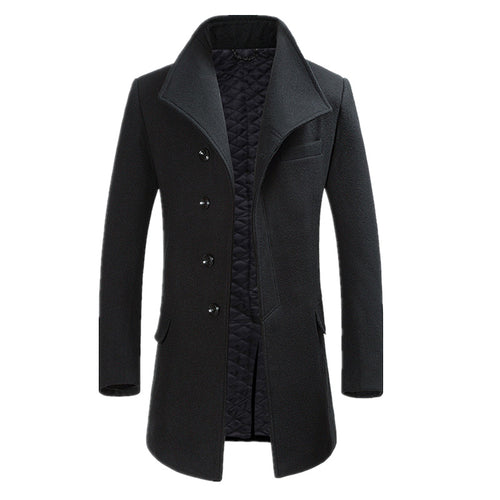 Herren Moderner Wollmix-Chesterfieldmantel mit gesteppter Thermofutter-Innenlage und erhöhtem Stehkragen Nord Taschen