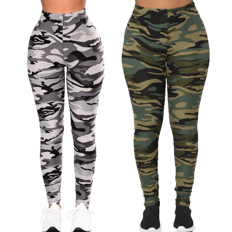 Damen Camouflage Fitness-Leggings im hochtaillierten Schnitt Nord Taschen