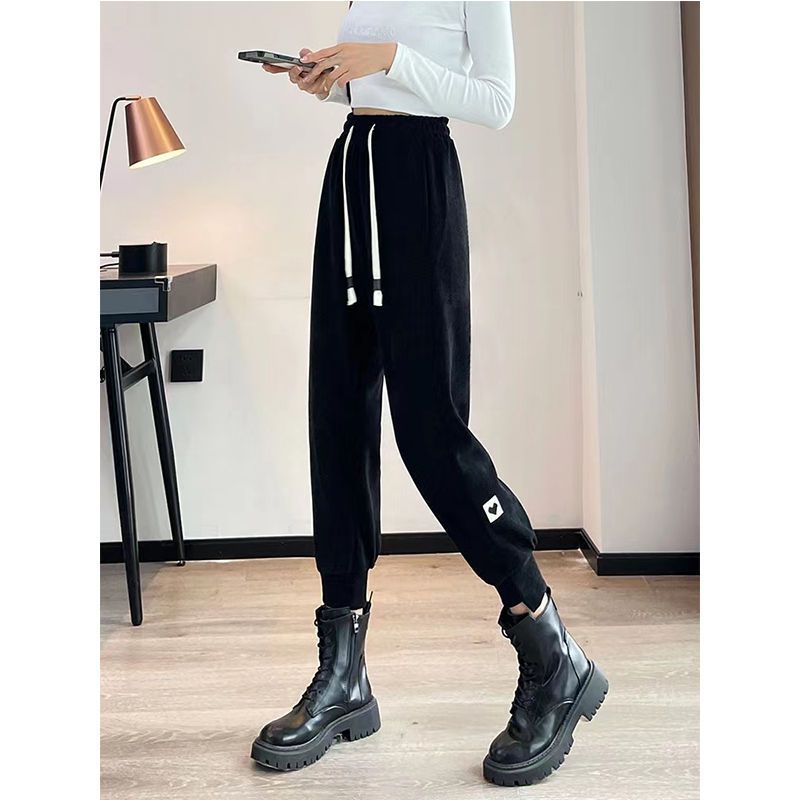Gefütterte Chenille-Jogginghose für Damen, locker geschnitten