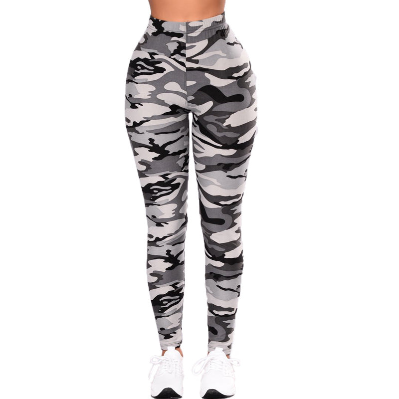 Damen Camouflage Fitness-Leggings im hochtaillierten Schnitt Nord Taschen