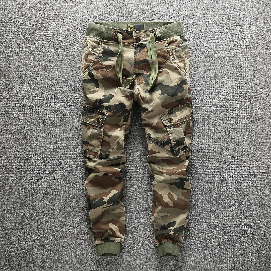 Herren Cargohose im Army-Stil mit elastischem Bund, Kordelzug und Bündchen Nord Taschen