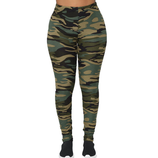 Damen Camouflage Fitness-Leggings im hochtaillierten Schnitt Nord Taschen
