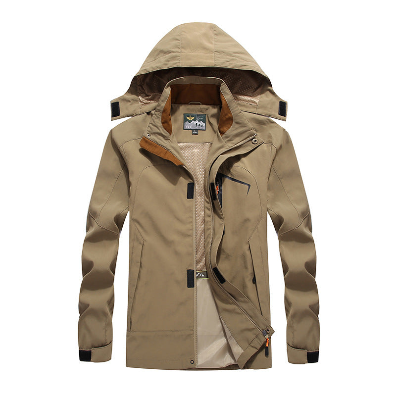 Herren wasserdichte Softshell-Outdoorjacke mit Kapuze, atmungsaktivem Mesh-Futter und verdeckten Reißverschlusselementen Nord Taschen