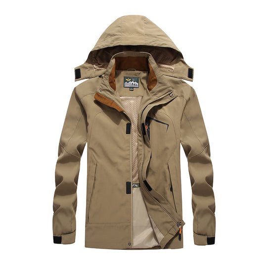 Herren wasserdichte Softshell-Outdoorjacke mit Kapuze, atmungsaktivem Mesh-Futter und verdeckten Reißverschlusselementen Nord Taschen