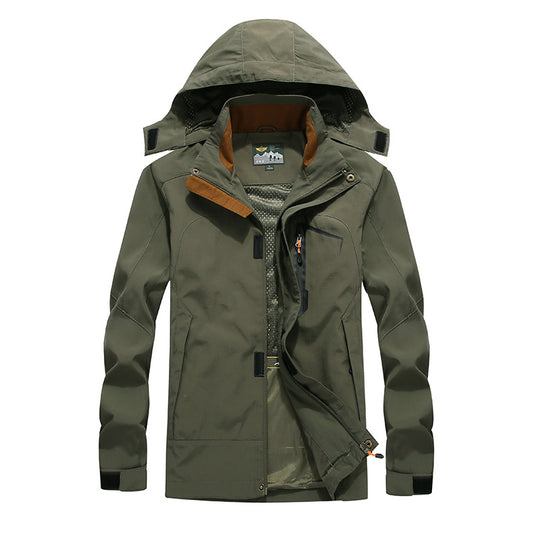 Herren wasserdichte Softshell-Outdoorjacke mit Kapuze, atmungsaktivem Mesh-Futter und verdeckten Reißverschlusselementen Nord Taschen