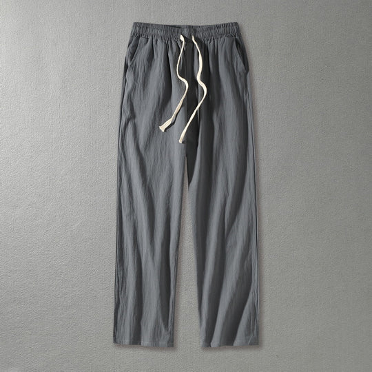 Herren Leinenhose mit elastischem Bund und Tunnelzug geradem Bein Nord Taschen