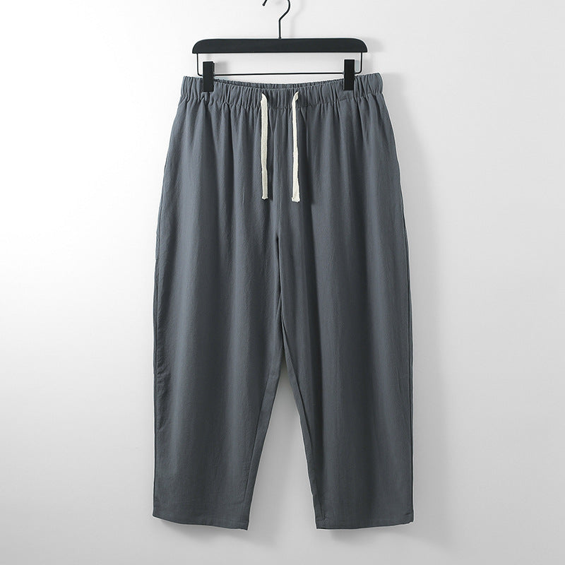 Unisex Leichte Baumwoll-Leinen Freizeithose mit elastischem Bund und Tunnelzug Nord Taschen