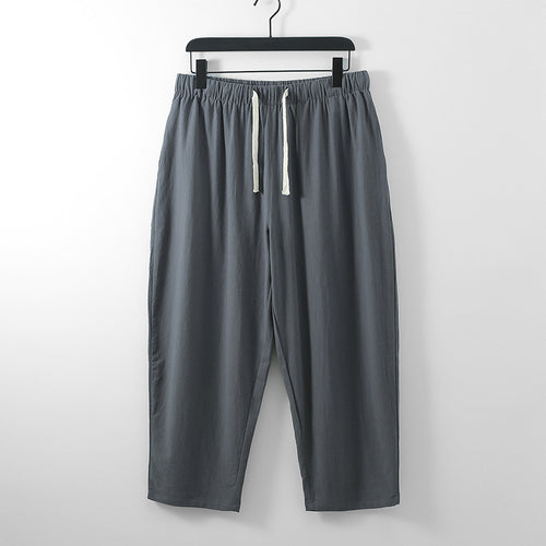 Unisex Leichte Baumwoll-Leinen Freizeithose mit elastischem Bund und Tunnelzug Nord Taschen