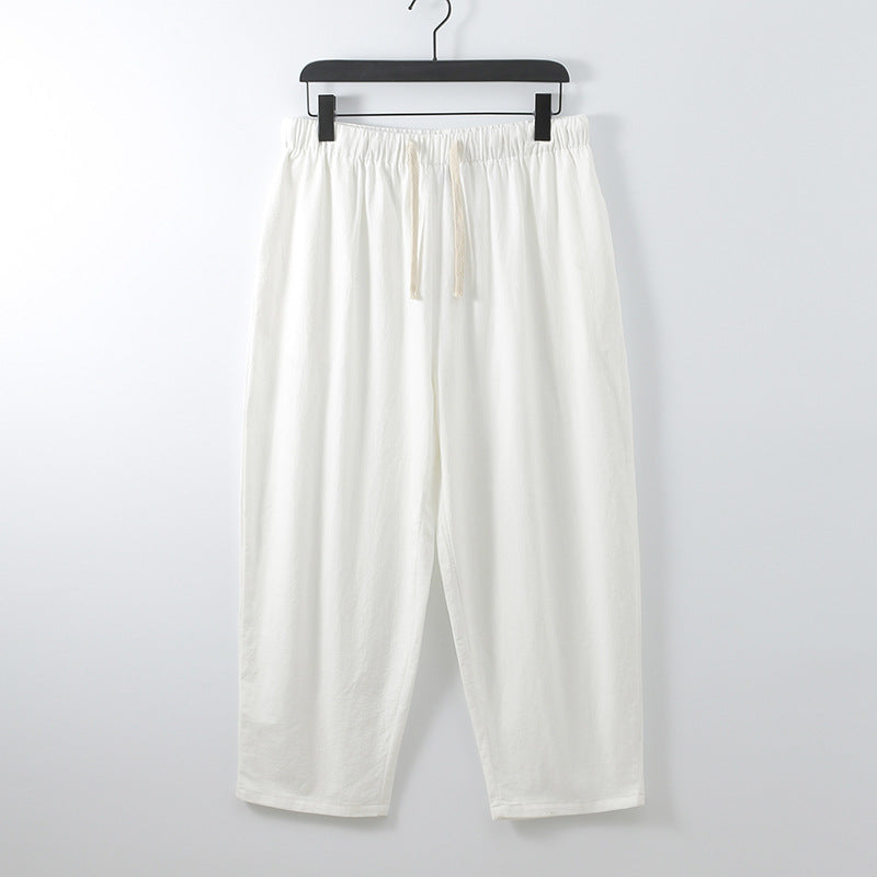 Unisex Leichte Baumwoll-Leinen Freizeithose mit elastischem Bund und Tunnelzug Nord Taschen