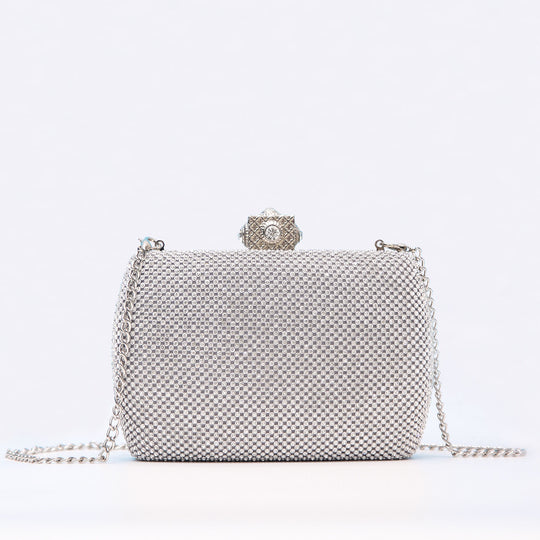 Damen Clutch mit funkelnden Strasssteinen und eleganter Kettenverzierung Nord Taschen