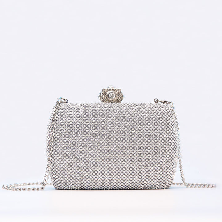 Damen Clutch mit funkelnden Strasssteinen und eleganter Kettenverzierung Nord Taschen