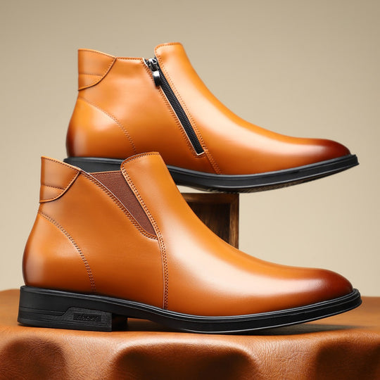 Herren-Chelsea-Stiefel, spitz zulaufend, Blockabsatz