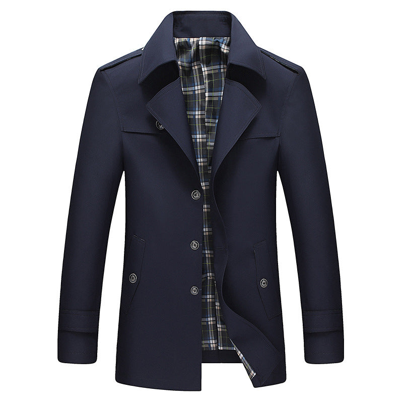 Herren Moderner Kurzmantel im Trenchcoat‑Look mit karierter Innenfütterung und Schulterklappen Nord Taschen