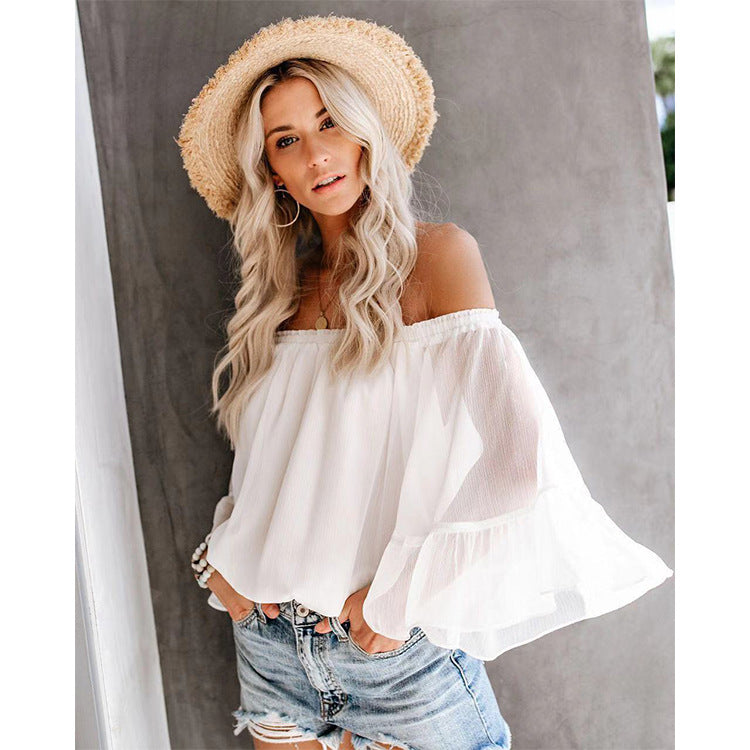 Damen Bluse mit weitem Ärmel und off-shoulder Design Nord Taschen