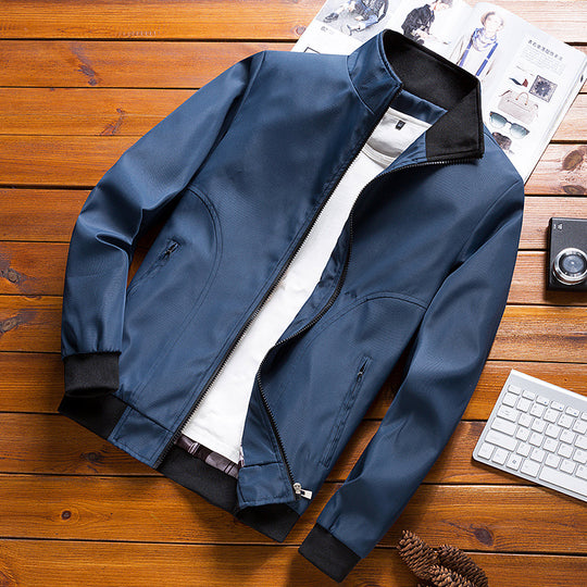 Herren Leichte Microfaser-Bomberjacke mit Stehkragen und elastischen Bündchen Nord Taschen