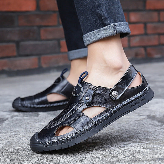 Herren Atmungsaktive Ledersandalen mit verstellbarem Riemensystem Nord Taschen
