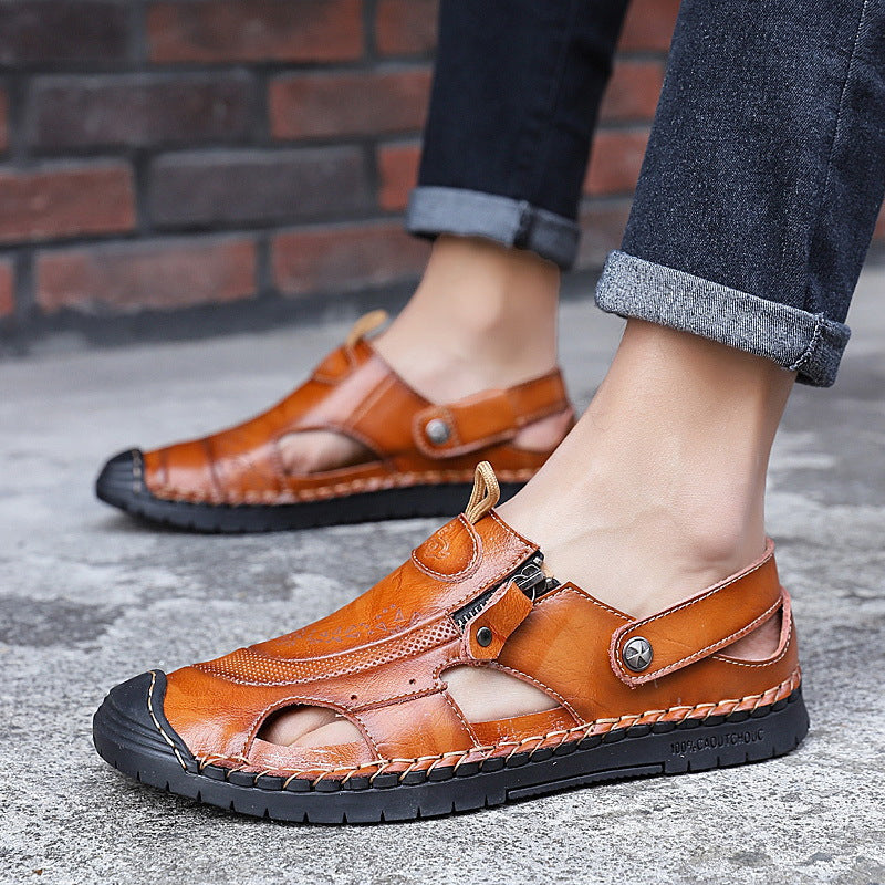 Herren Atmungsaktive Ledersandalen mit verstellbarem Riemensystem Nord Taschen