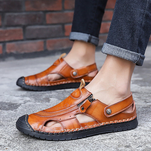 Herren Atmungsaktive Ledersandalen mit verstellbarem Riemensystem Nord Taschen