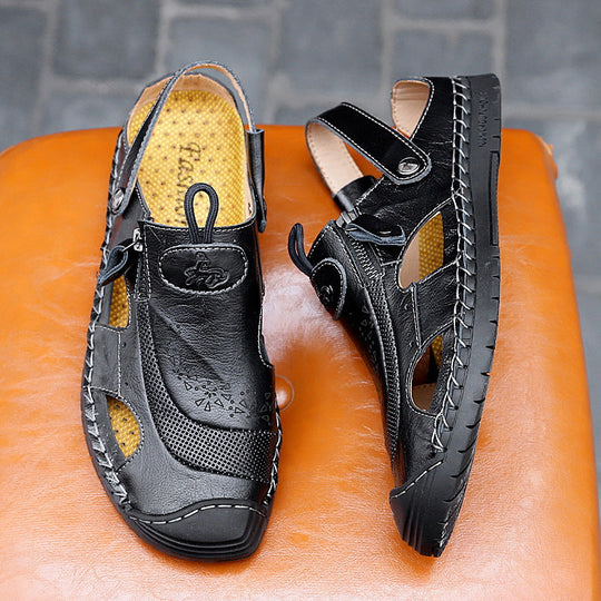 Herren Atmungsaktive Ledersandalen mit verstellbarem Riemensystem Nord Taschen