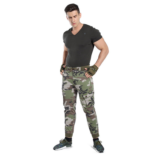 Herren Cargohose im Army-Stil mit elastischem Bund, Kordelzug und Bündchen Nord Taschen