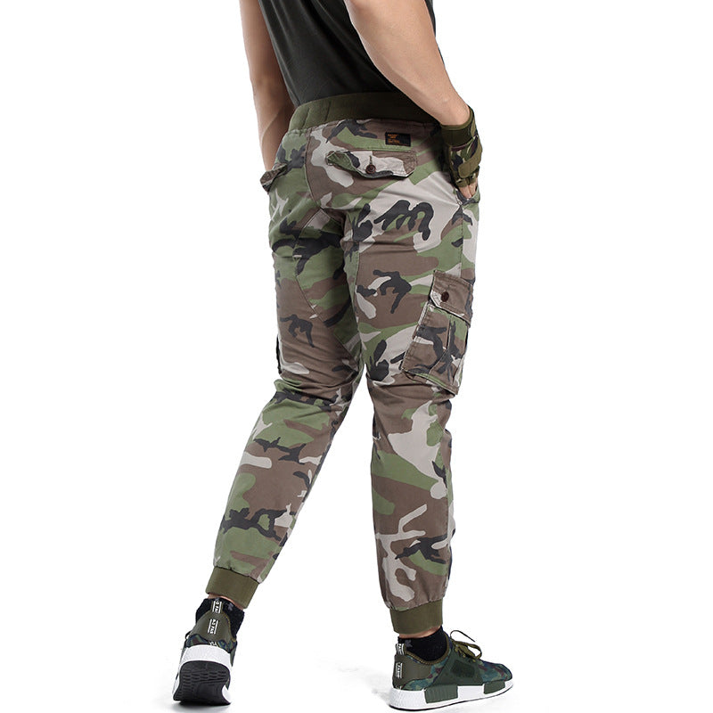 Herren Cargohose im Army-Stil mit elastischem Bund, Kordelzug und Bündchen Nord Taschen