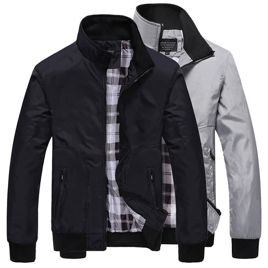 Herren Kurzblouson mit kariertem Innenfutter, Stehkragen und Reißverschlusstaschen Nord Taschen