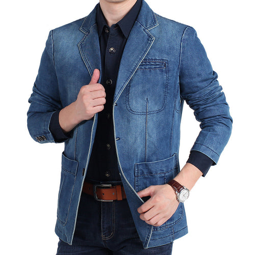 Herren Denim Freizeitblazer Nord Taschen