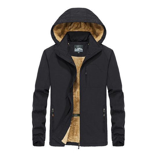 Herren Softshell-Outdoorjacke mit Teddy-Innenfutter, winddicht und Kapuze Nord Taschen