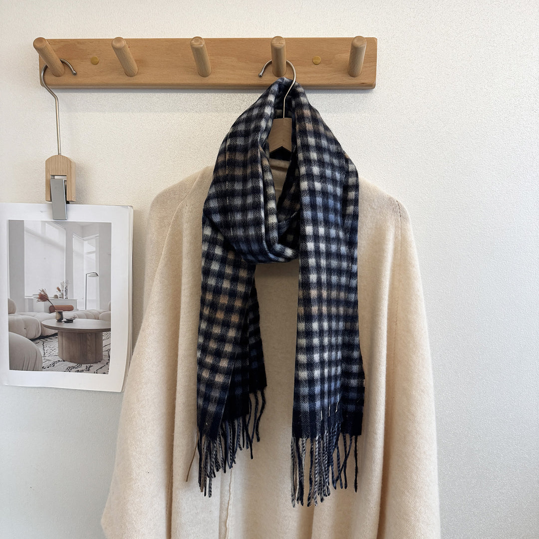 Wollschal mit Karomuster, 100% Wolle, 165x30 cm