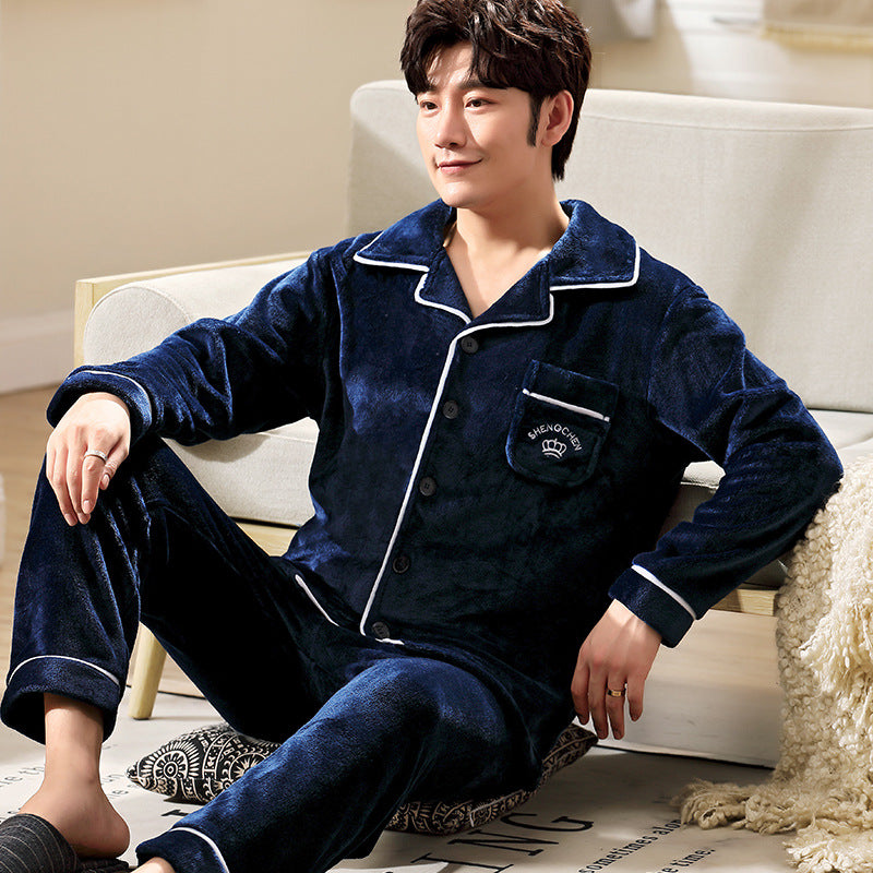 Herren-Pyjama aus dickem Korallenfleece und Flanell