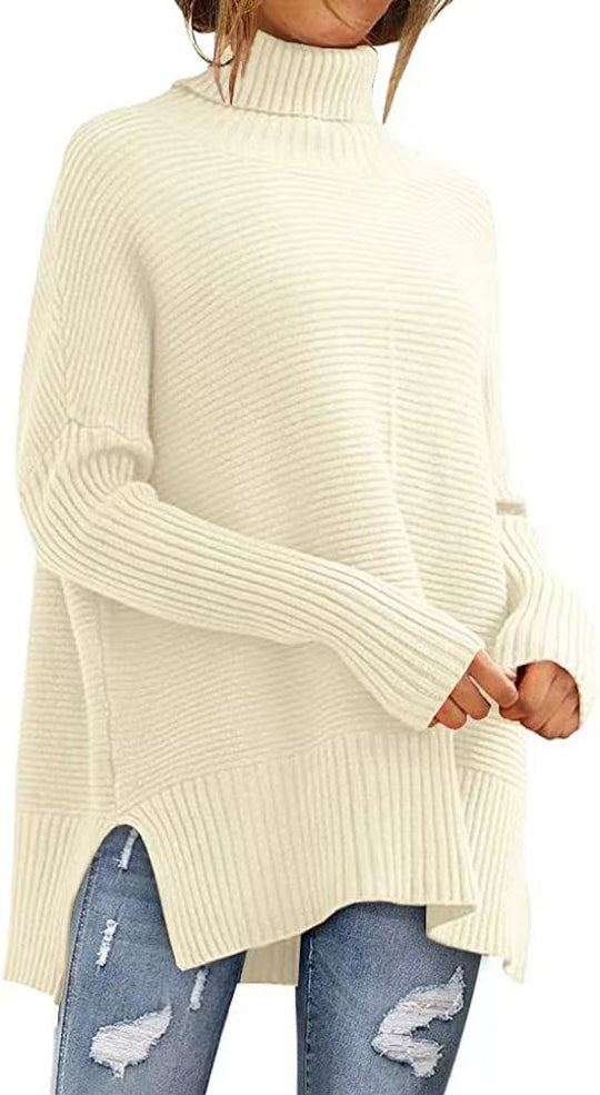 Damen Strickpullover, Rollkragen, weiter Schnitt