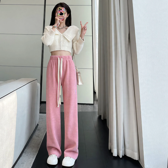Damen-Cordhose mit weitem Bein, locker geschnitten
