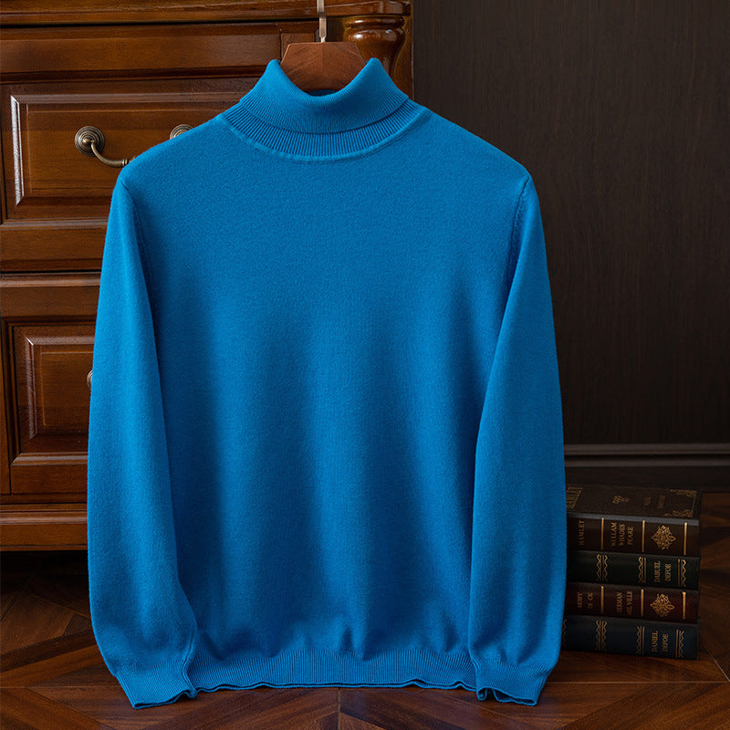 Herren-Strickpullover, Rollkragen, einfarbig, leger