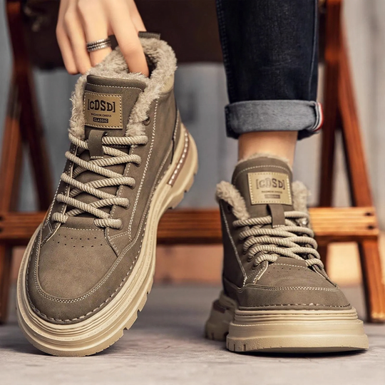 Gefütterte Herren-Stiefel, High-Top, Kunst-PU, Winter