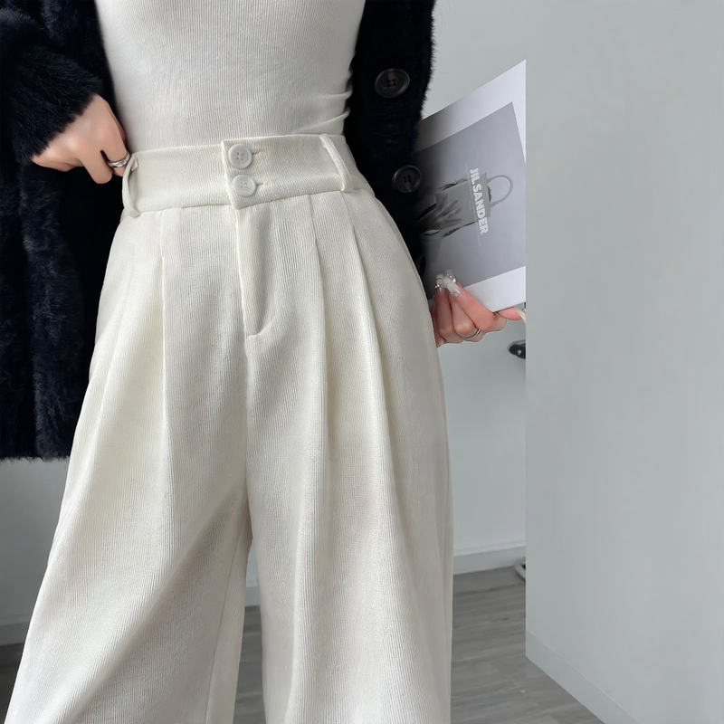 Damen-Cordhose, gefüttert, gerader Schnitt