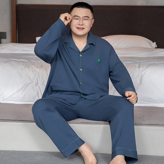 Herren-Pyjama-Set, Baumwolle, Langarm, Übergrößen