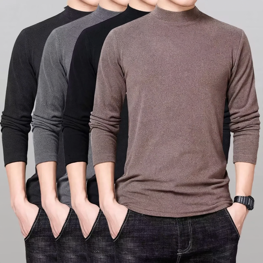 Herren-Langarmshirt mit Stehkragen, gefüttert