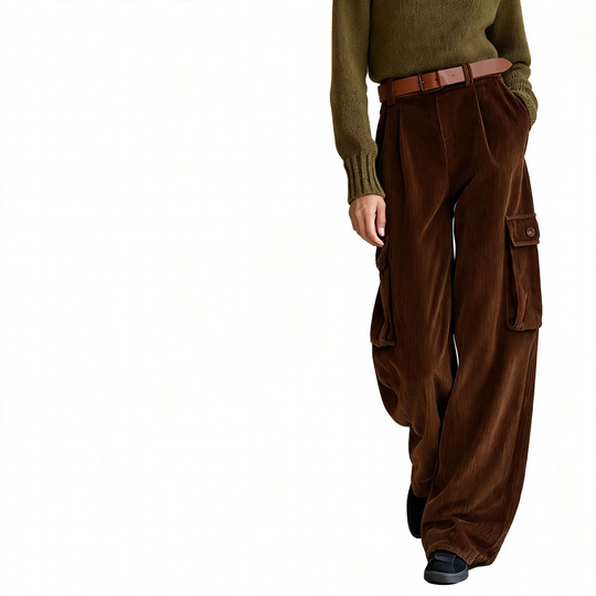 Vielseitige Cord-Cargohose mit hohem Bund