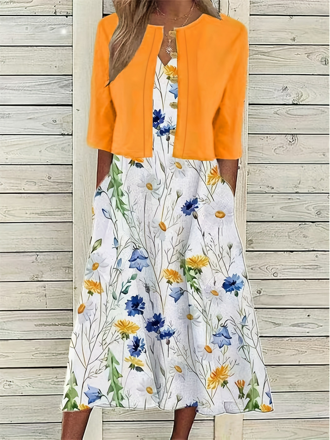 Top & gNord Taschenlümtes Kleid Set