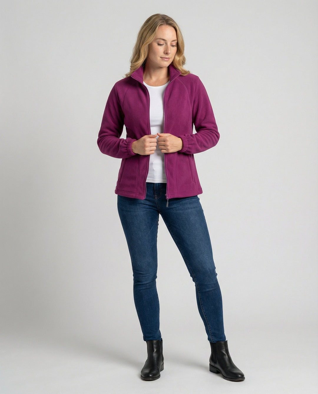 Damen Fleecejacke Stehkragen
