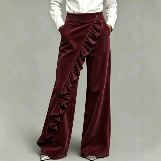 Damen-Cordhose mit Schlag und hohem Bund