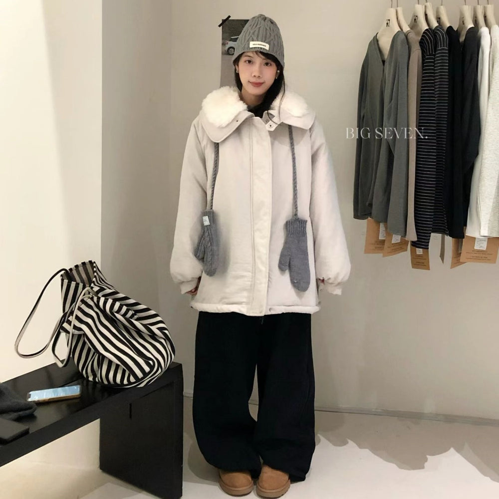 Lammfleece-Parka, lässiger Schnitt