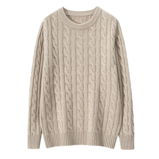 Herren-Kaschmirpullover, Zopfmuster, schweres Strickdesign