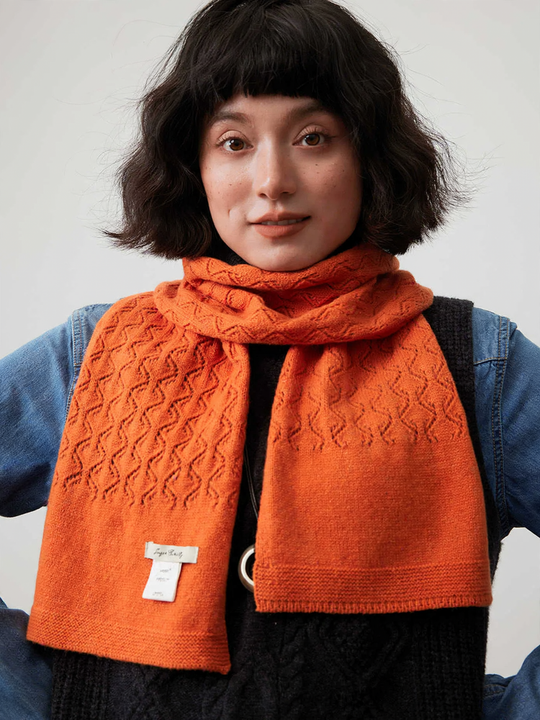 Merinowoll-Schal mit Spitzen-Detail