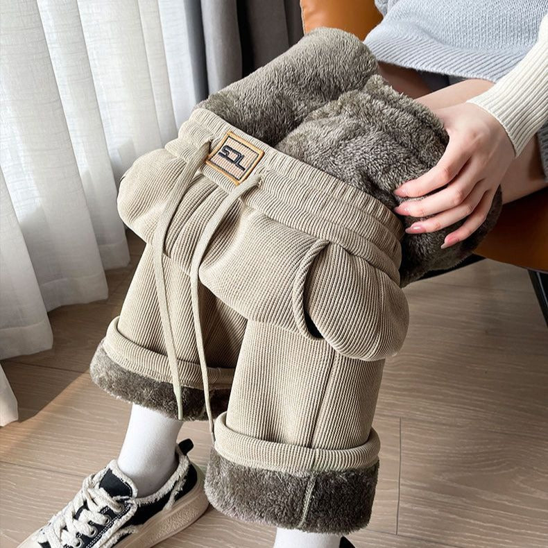 Gefütterte Cord-Weithose für Damen, extra warm