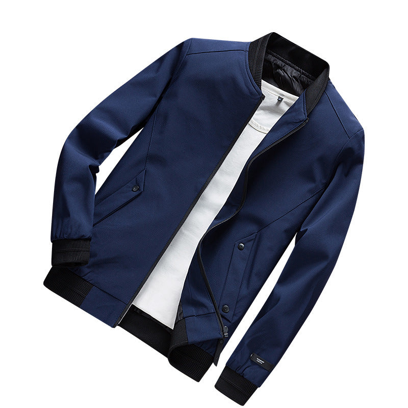 Herren Leichte Urban Bomberjacke mit Rippbündchen, Stehkragen und Druckknopftaschen Nord Taschen