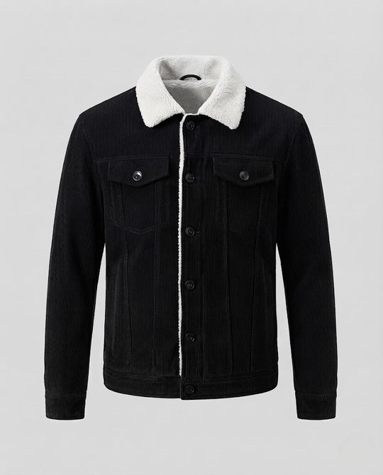 Herren Cord-Truckerjacke mit Sherpa-Innenfutter und Hemdkragen Nord Taschen